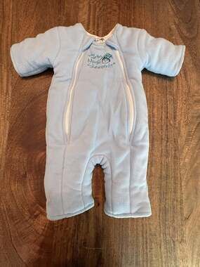 Baby Merlin's Magic Sleepsuit Boys 3-6 Months Blue Fleece Swaddle Transition